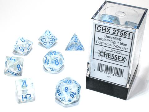 Borealis Polyhedral Icicle'/light blue Luminary 7-Die Set