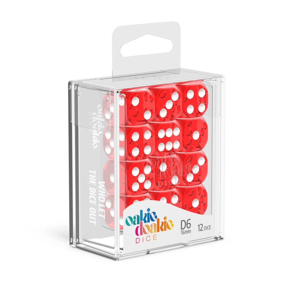Oakie Doakie Dice W6 Würfel 16 mm Translucent - Rot (12)