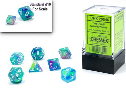 Chessex: Festive Mini-hedral Waterlily/white Rollenspiel Set (7) Chessex: Festive Mini-hedral Waterlily/white Rollenspiel Set (7)