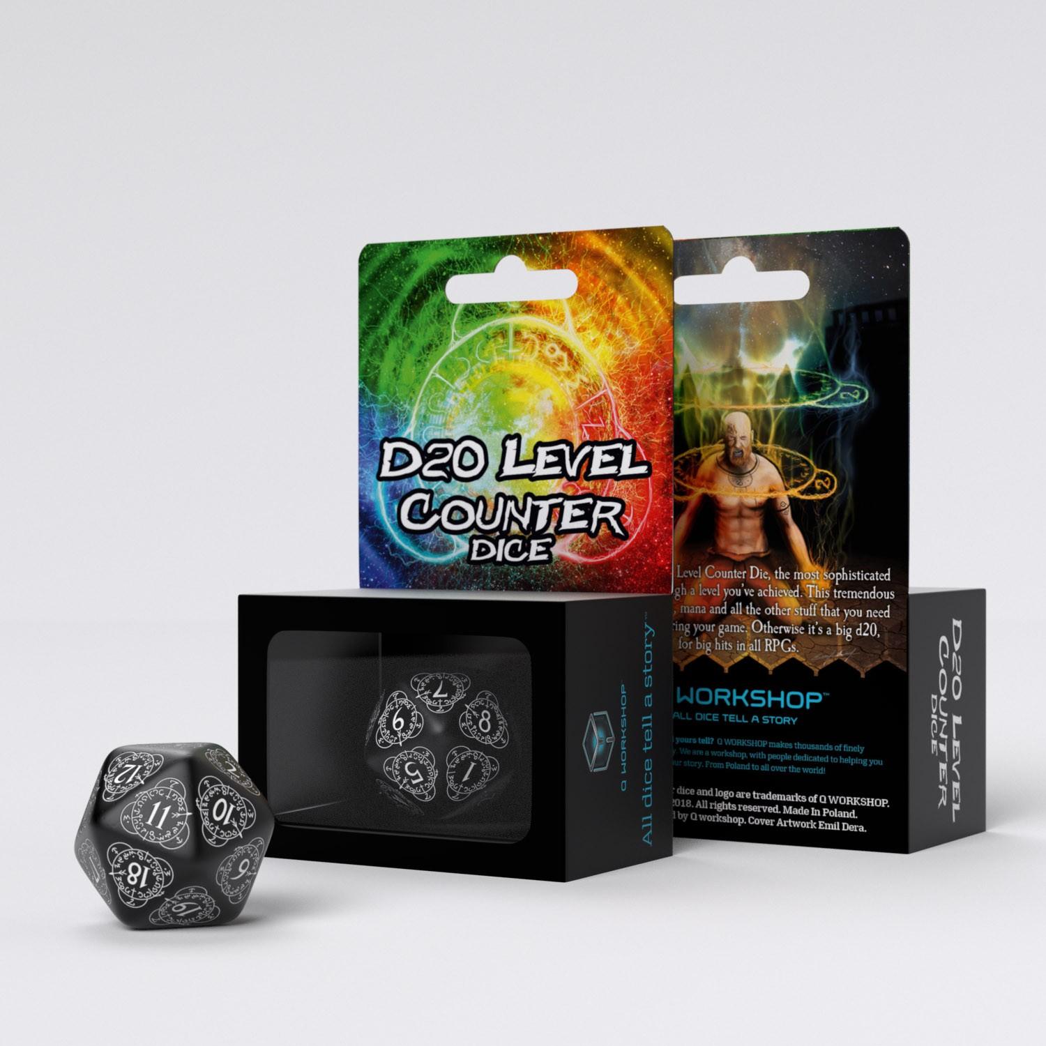 D20 Level Counter Black & white Die (1) D20 Level Counter Black & white Die (1)