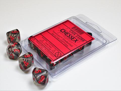 Translucent Smoke/red Set of Ten d10s