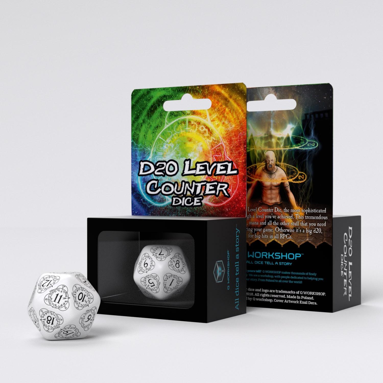 D20 Level Counter White & black Die (1)