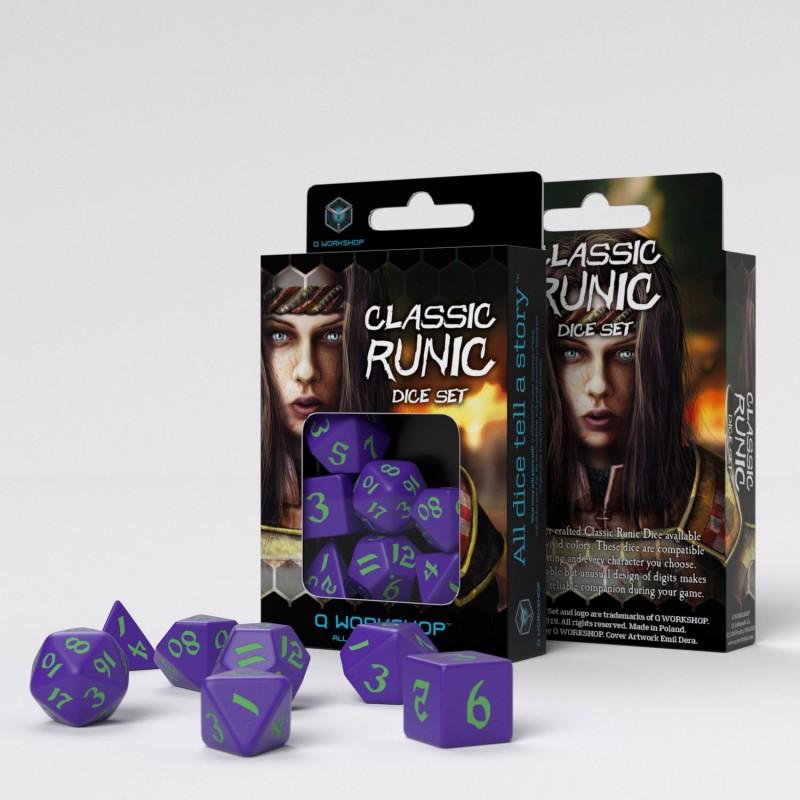 Classic Runic Purple & green Dice Set (7) Classic Runic Purple & green Dice Set (7)