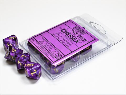 Chessex Ten D10 Sets - Vortex Purple w/gold