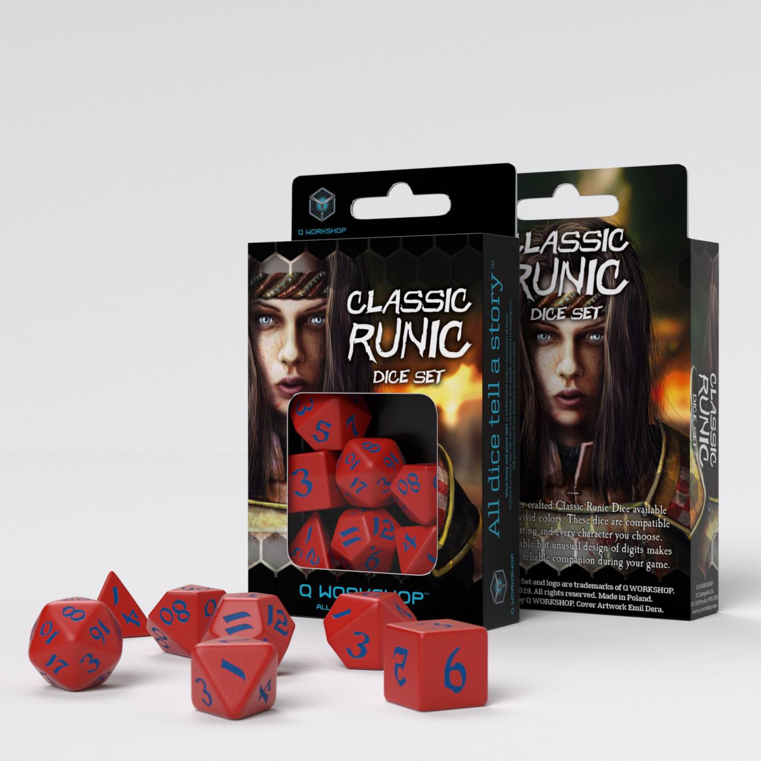 Classic Runic Red & blue Dice Set (7) Classic Runic Red & blue Dice Set (7)