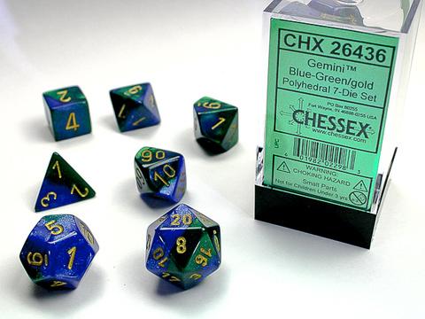 Chessex: Gemini Polyhedral Blue-Green/gold Rollenspiel Set (7)