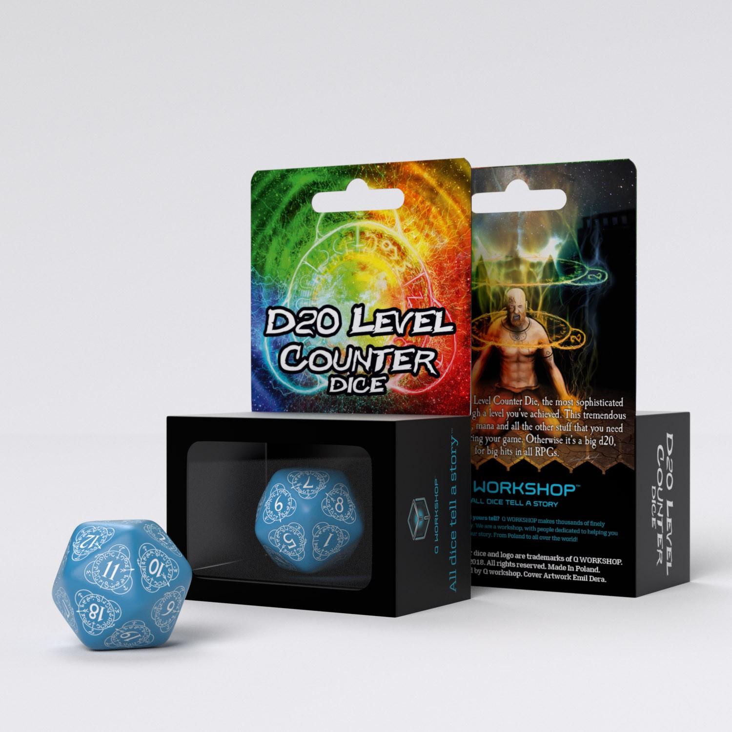D20 Level Counter Blue & white Die (1) D20 Level Counter Blue & white Die (1)