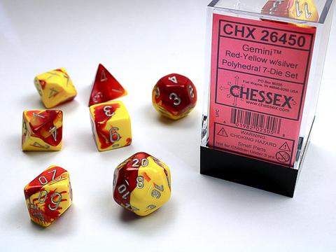 Chessex: Gemini Polyhedral Red-Yellow/silver Rollenspiel Set (7)