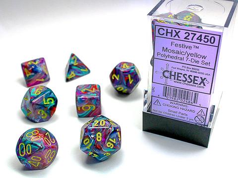 Chessex: Festive Polyhedral Mosaic/yellow Rollenspiel Set (7)