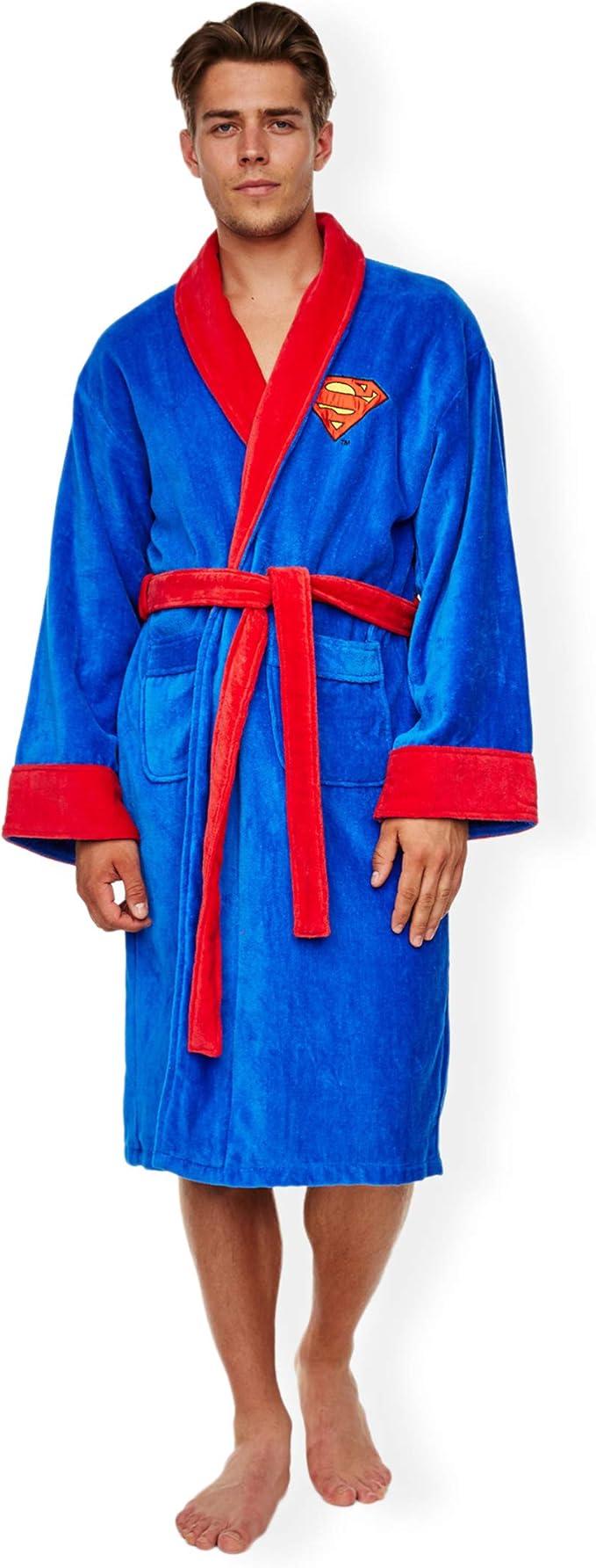 Superman Adult Fleece Hoodless Robe Superman Adult Fleece Hoodless Robe