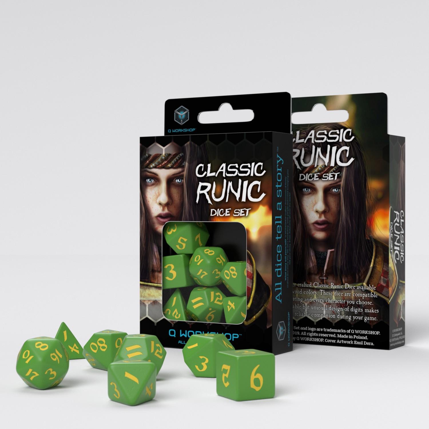 Classic Runic Green & yellow Dice Set (7) Classic Runic Green & yellow Dice Set (7)