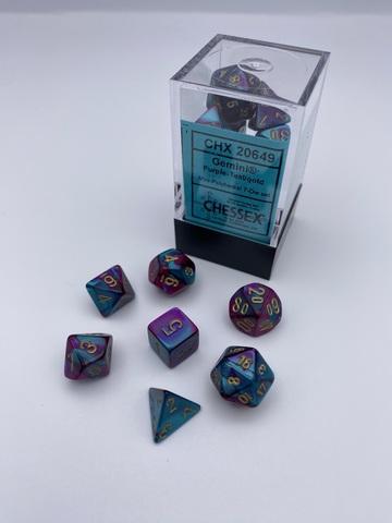 Gemini® Mini-Polyhedral Purple-Teal/gold 7-Dice Set