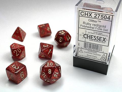 Chessex: Glitter Polyhedral Ruby/gold Rollenspiel Set (7)