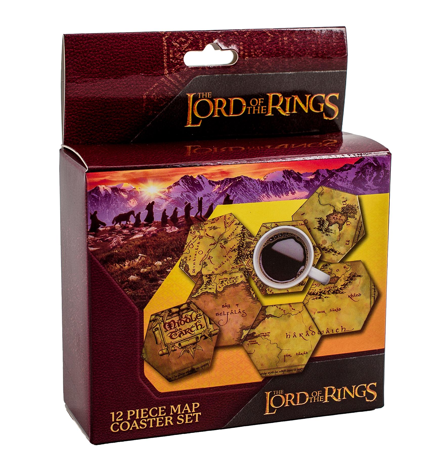 Lord of the Rings Middle Earth Hex Map Coasters