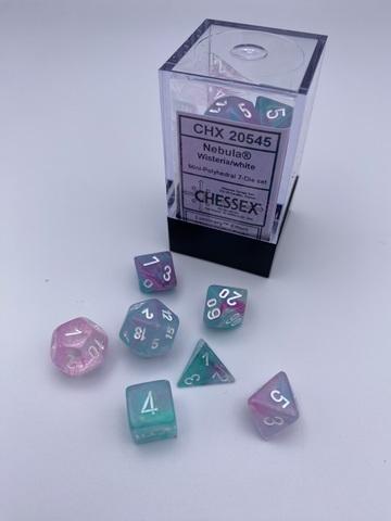 Chessex: Nebula Mini-hedral Wisteria/white Rollenspiel Set (7) Chessex: Nebula Mini-hedral Wisteria/white Rollenspiel Set (7)