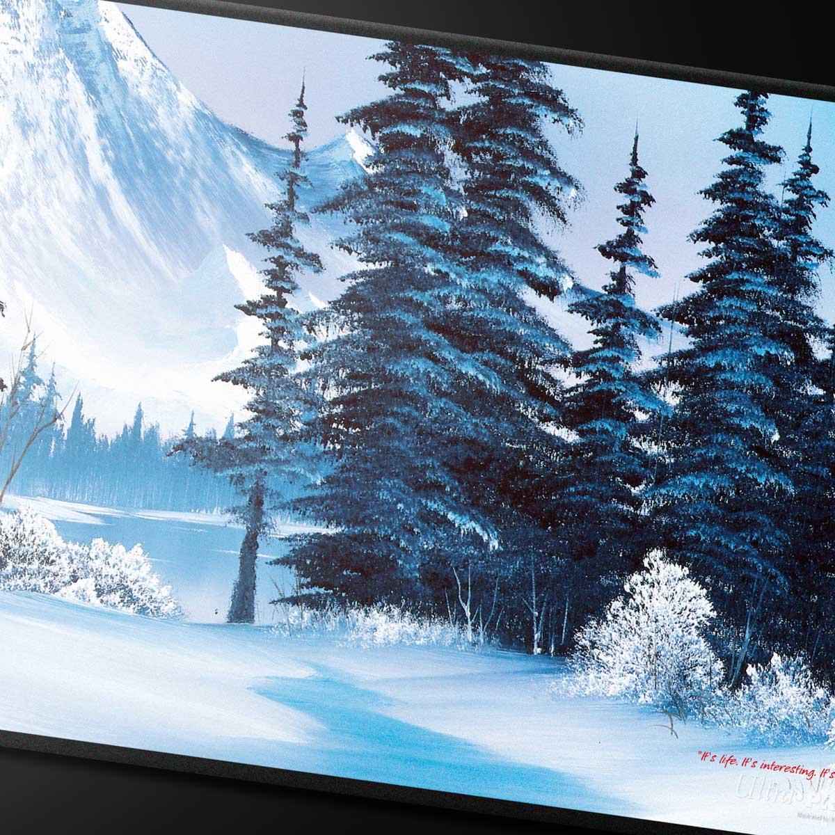Ultra Pro - Bob Ross - Winter Paradise Black Stitched Playmat for Tabletop Gaming Ultra Pro - Bob Ross - Winter Paradise Black Stitched Playmat for Tabletop Gaming