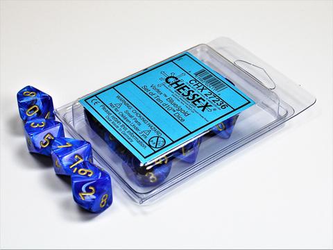 Chessex: Vortex Blue/gold W10 (10)