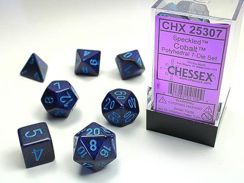 Speckled Polyhedral 7-Dice Set Cobalt