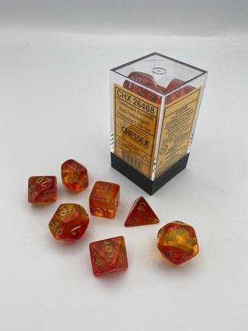 Gemini Polyhedral Translucent Red-Yellow/gold 7-Die Set