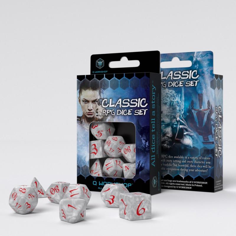 Classic RPG Pearl & red Dice Set (7) Classic RPG Pearl & red Dice Set (7)