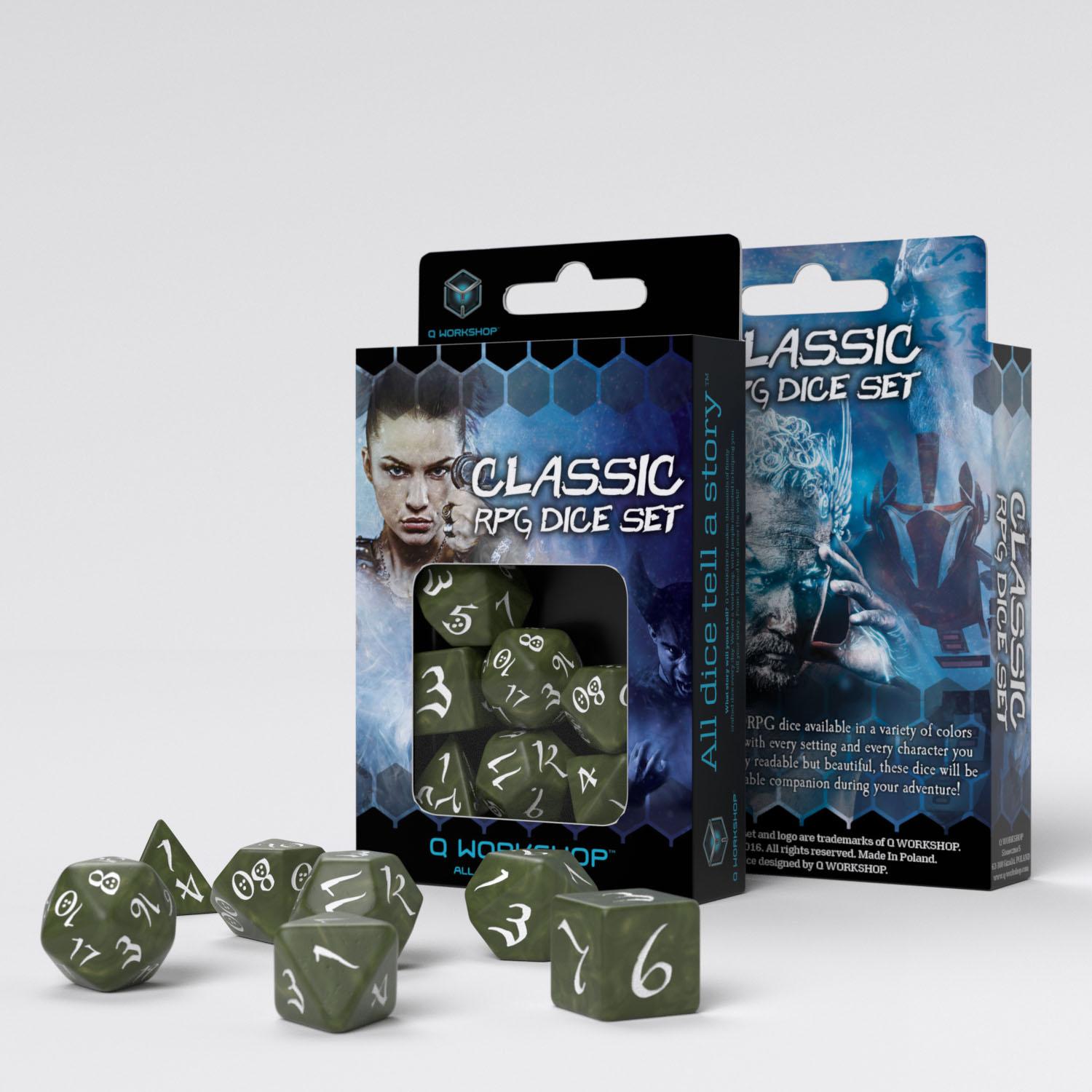 Classic RPG Olive & white Dice Set (7) Classic RPG Olive & white Dice Set (7)