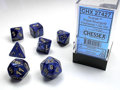 Scarab Polyhedral 7-Dice Set Royal Blue/Gold