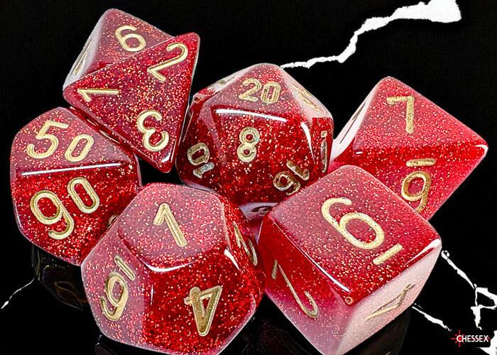 Chessex: Glitter Mega-hedral Ruby/gold Rollenspiel Set (7) Chessex: Glitter Mega-hedral Ruby/gold Rollenspiel Set (7)