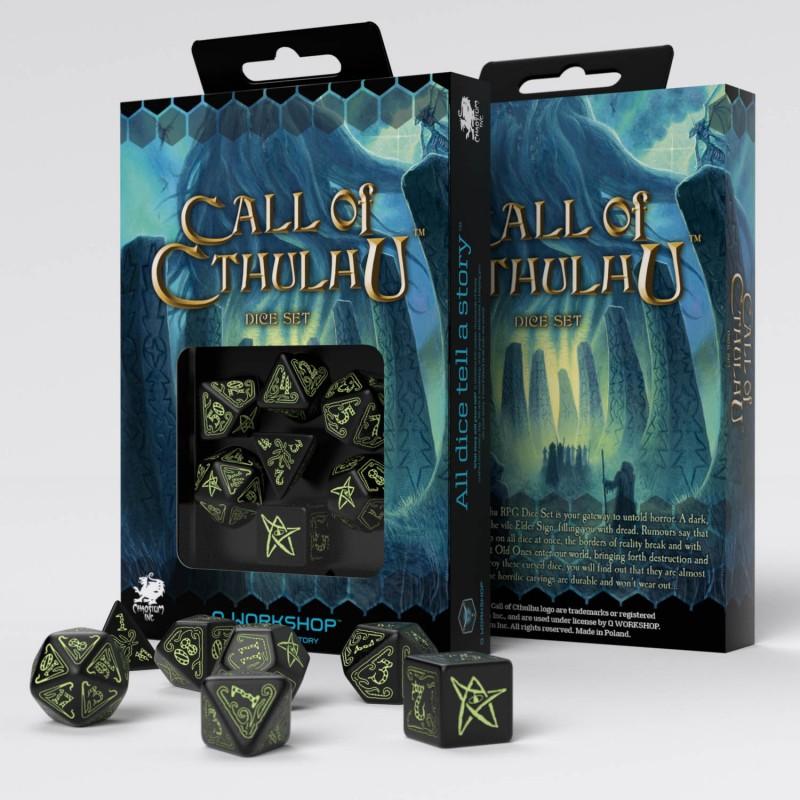 Call of Cthulhu Black & glow-in-the-dark Dice Set (7) Call of Cthulhu Black & glow-in-the-dark Dice Set (7)