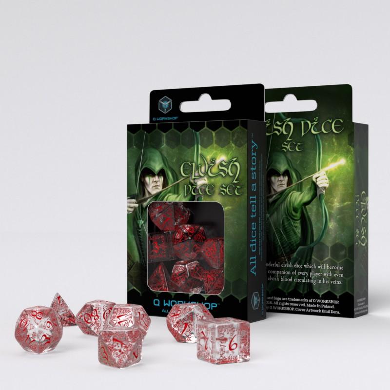 Elvish Translucent & red Dice Set (7) Elvish Translucent & red Dice Set (7)