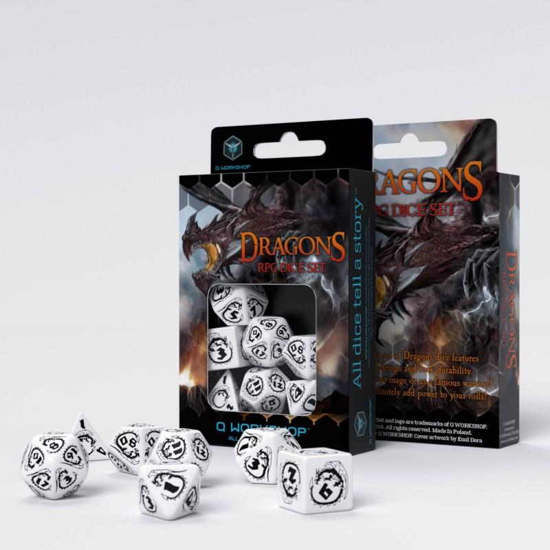 Dragons White & black Dice Set (7)