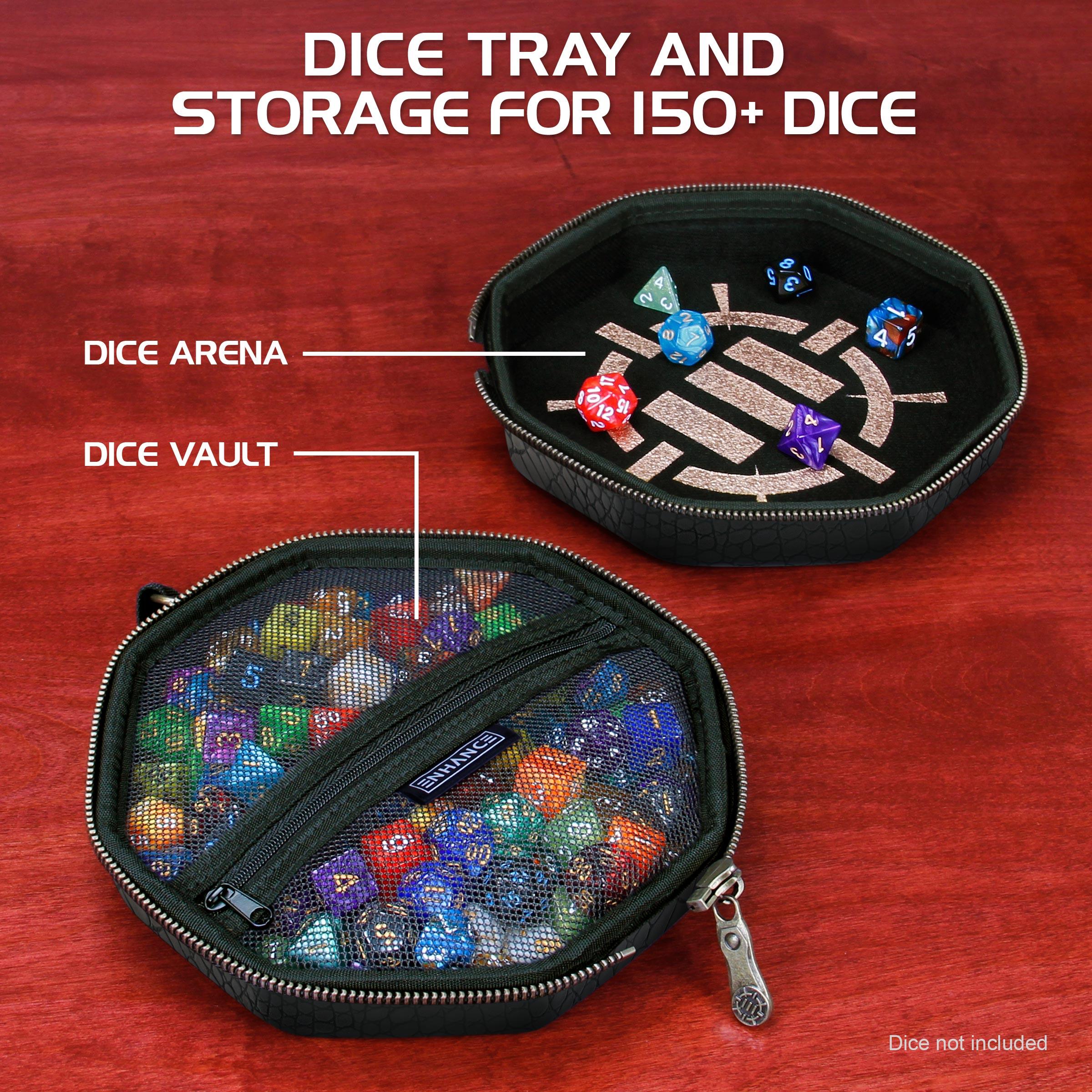 ENHANCE DnD Dice Tray and Dice Case - Dragon Black