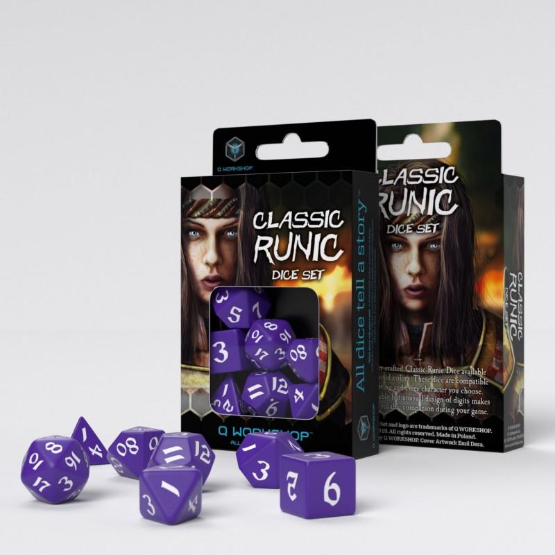 Classic Runic Purple & white Dice Set (7) Classic Runic Purple & white Dice Set (7)