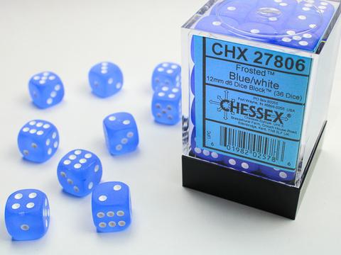 Frostet 12mm D6 Dice Block (36) Blue/White