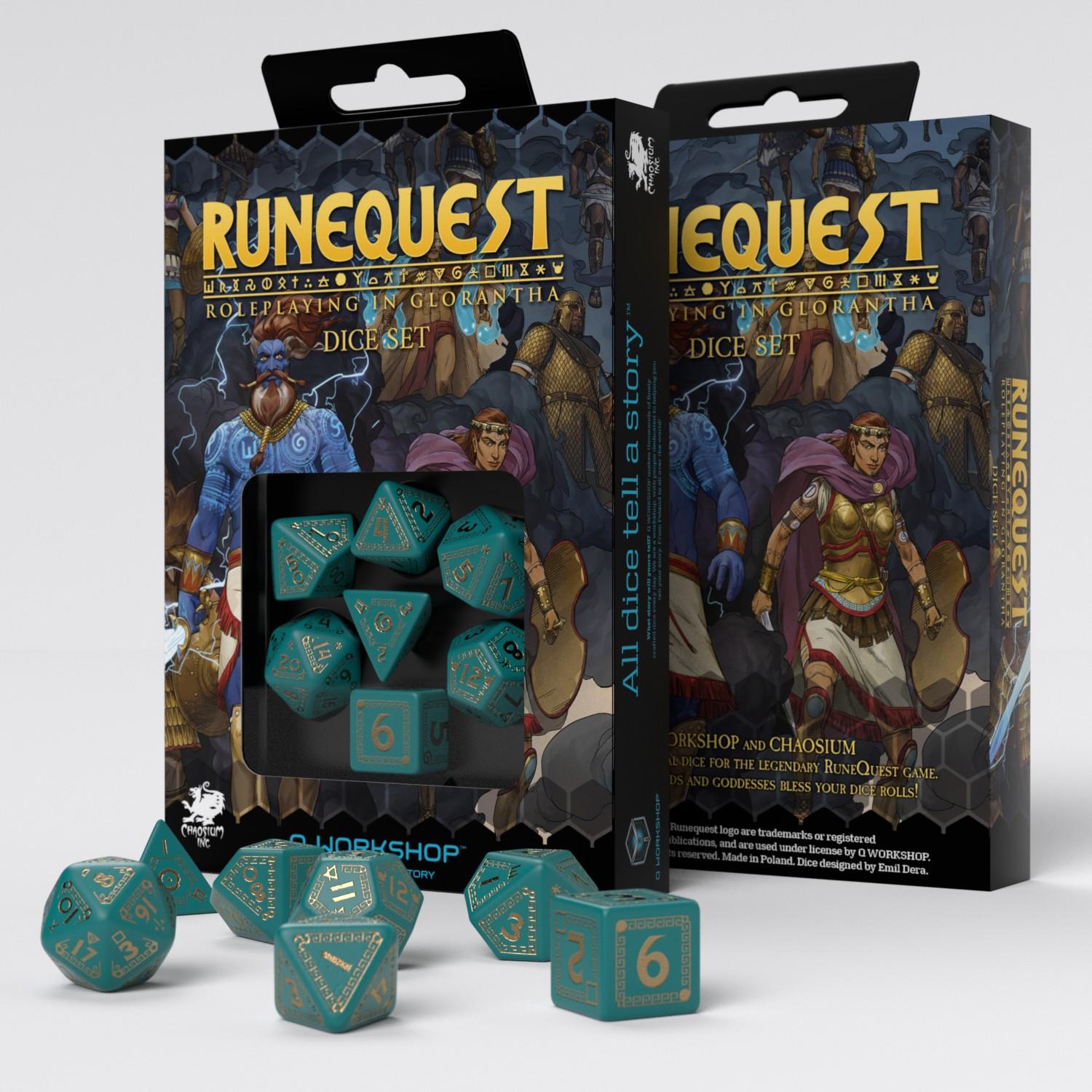 RuneQuest Turquoise & gold Dice Set (7) RuneQuest Turquoise & gold Dice Set (7)