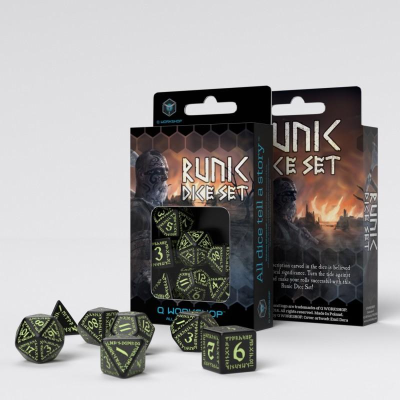 Runic Black & glow-in-the-dark Dice Set (7)