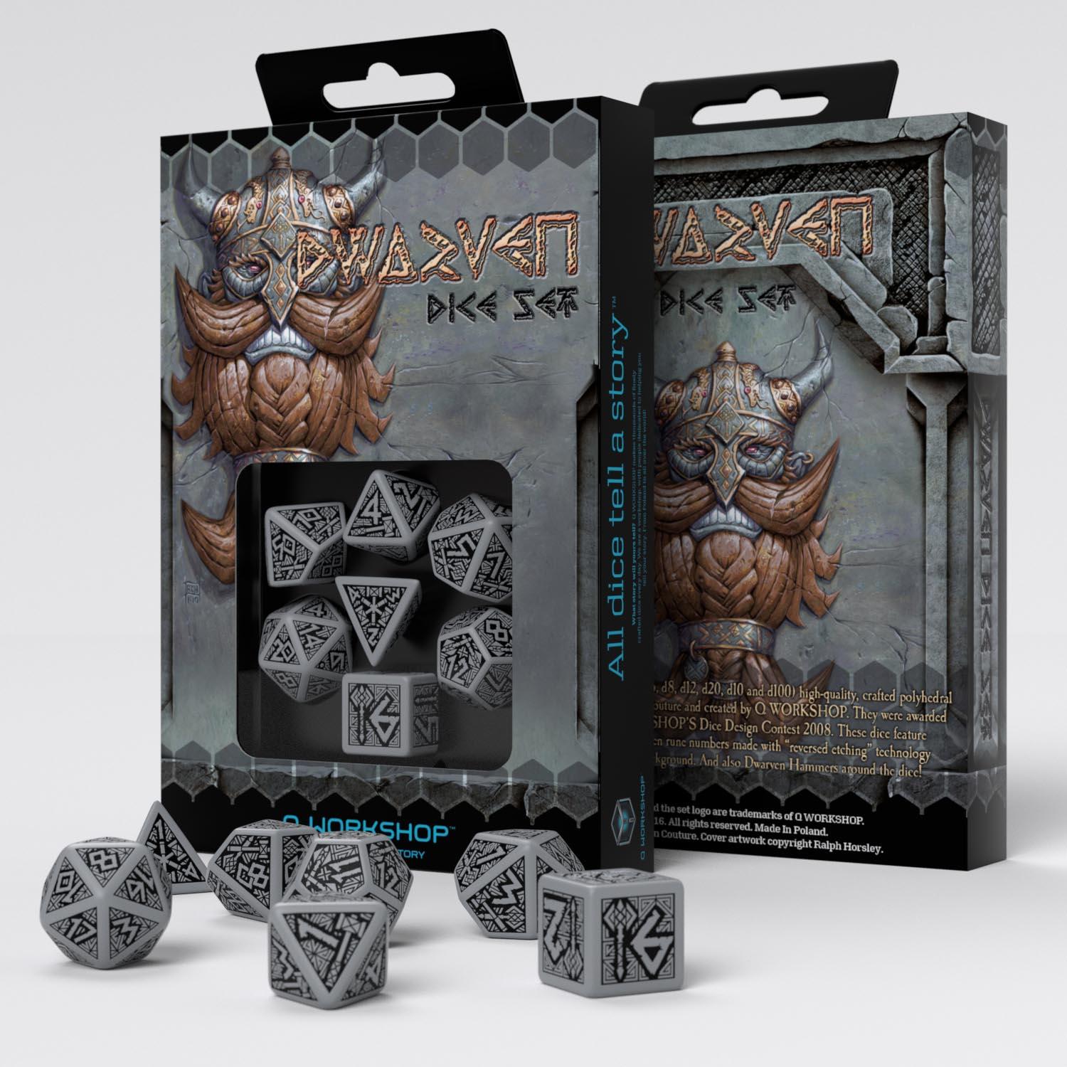 Dwarven Gray & black Dice Set (7) Dwarven Gray & black Dice Set (7)