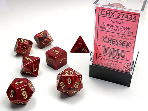 Chessex: Vortex Polyhedral Burgundy/gold Rollenspiel Set (7)