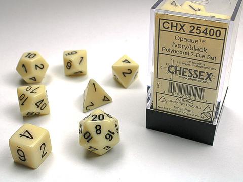 Chessex: Opaque Polyhedral Ivory/black Rollenspiel Set (7)