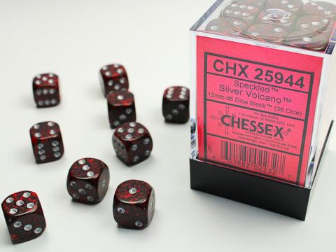 Chessex: Speckled 12mm W6 Silver Volcano Würfel Block (36)