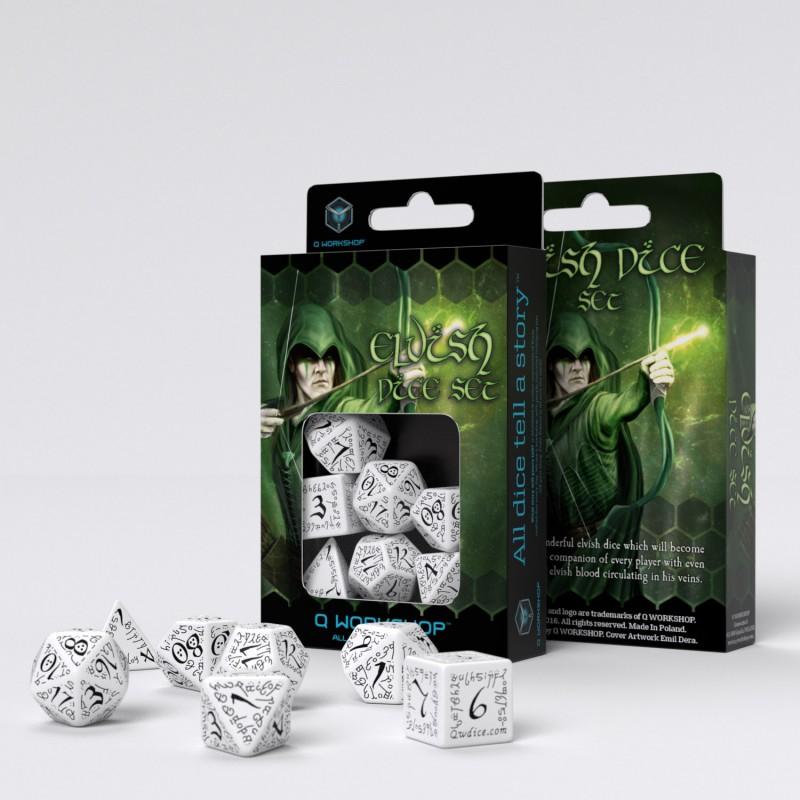 Elvish White & black Dice Set (7) Elvish White & black Dice Set (7)