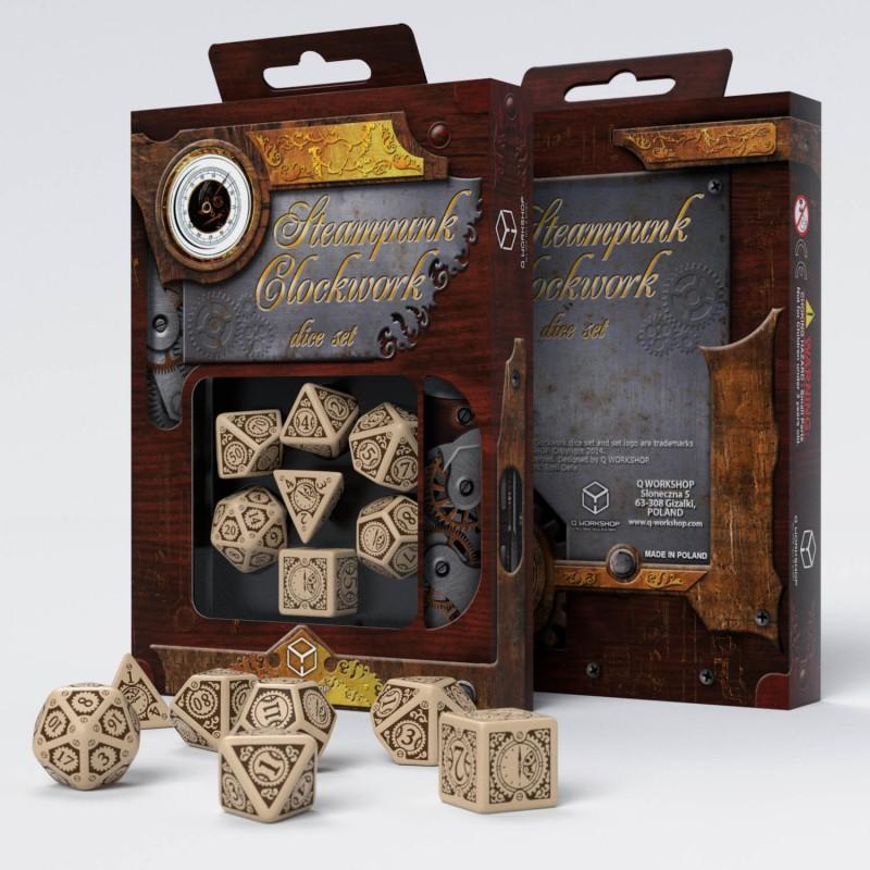 Steampunk Clockwork Beige & brown Dice Set (7)