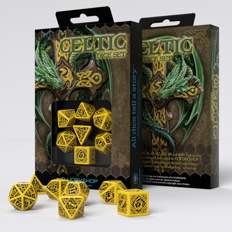 Celtic 3D Revised Yellow & black Dice Set (7)