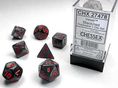 Chessex: Velvet Polyhedral Black/red Rollenspiel Set (7)