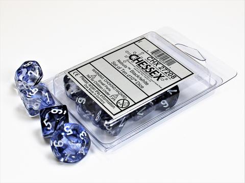 Chessex Ten D10 Sets - Nebula Black w/white