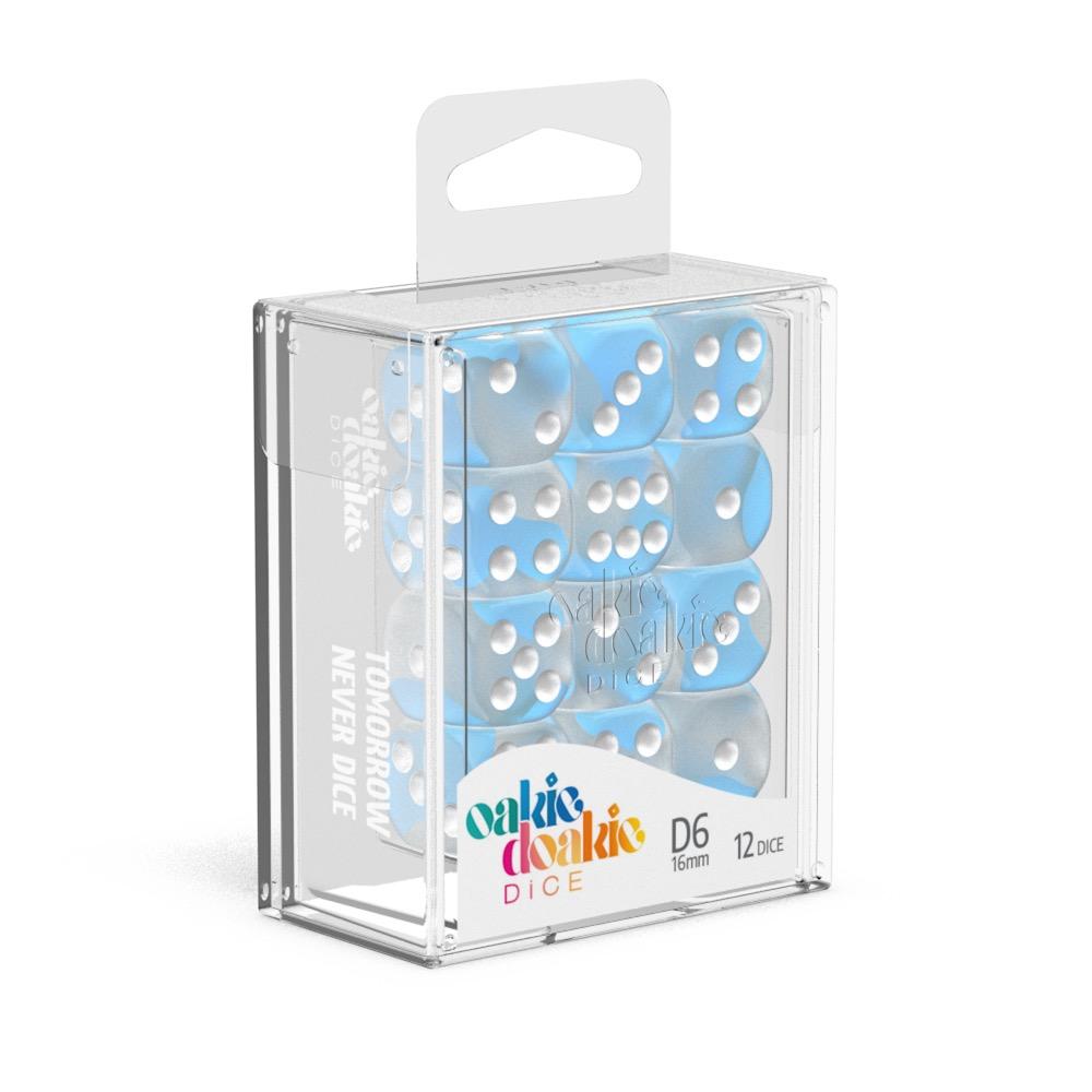 Oakie Doakie Dice W6 Würfel 16 mm Glow in the Dark - Arctic (12)