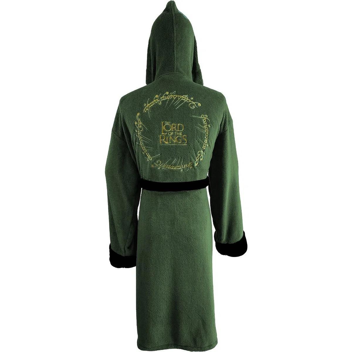 Lord of the Rings Elven Mens Hooded Bathrobe Green & Gold